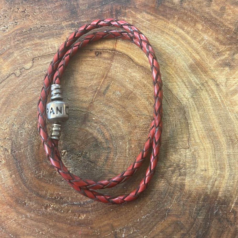Vintage red Pandora double wrap bracelet